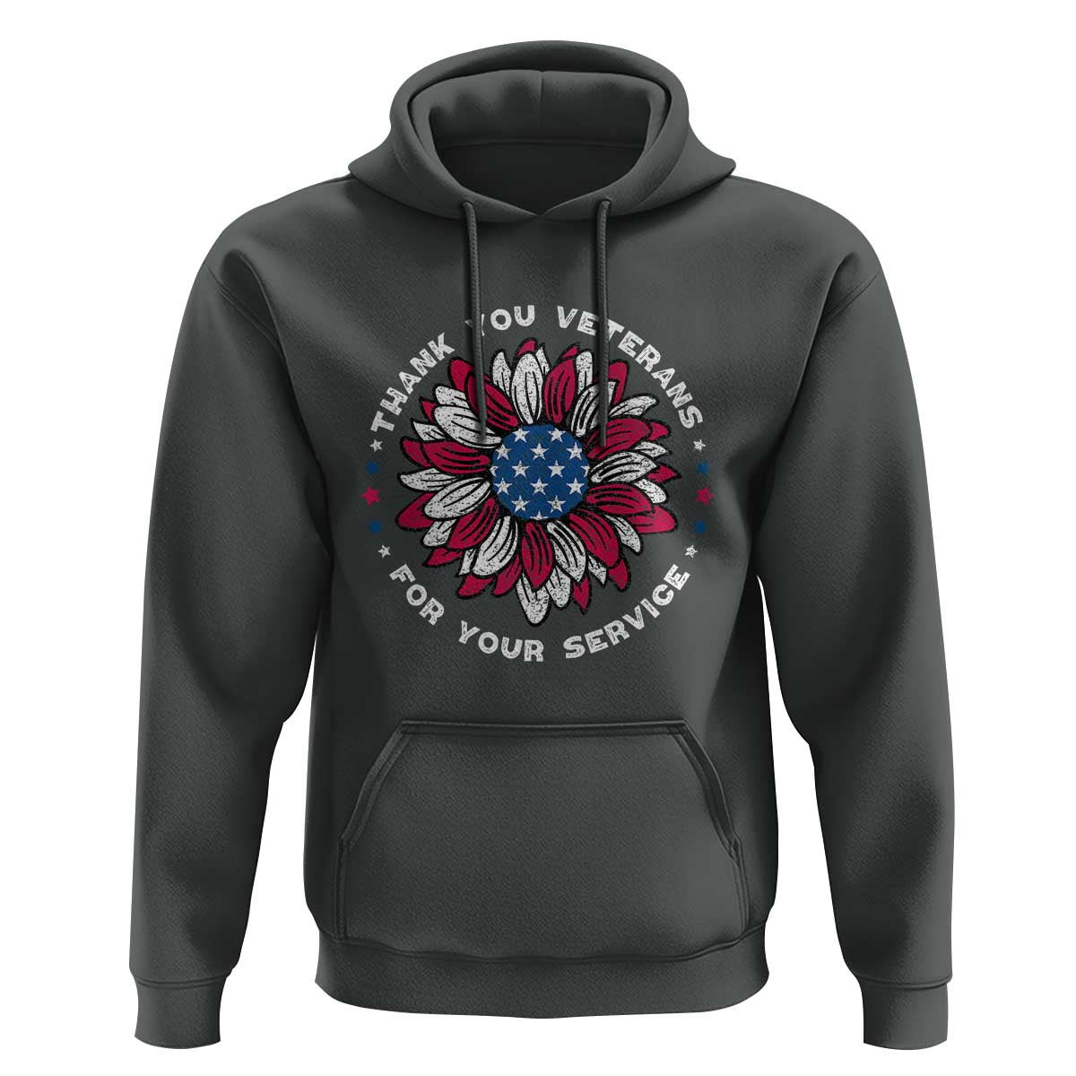Thank You Veterans Hoodie American Flag Sunflower Military Tribute