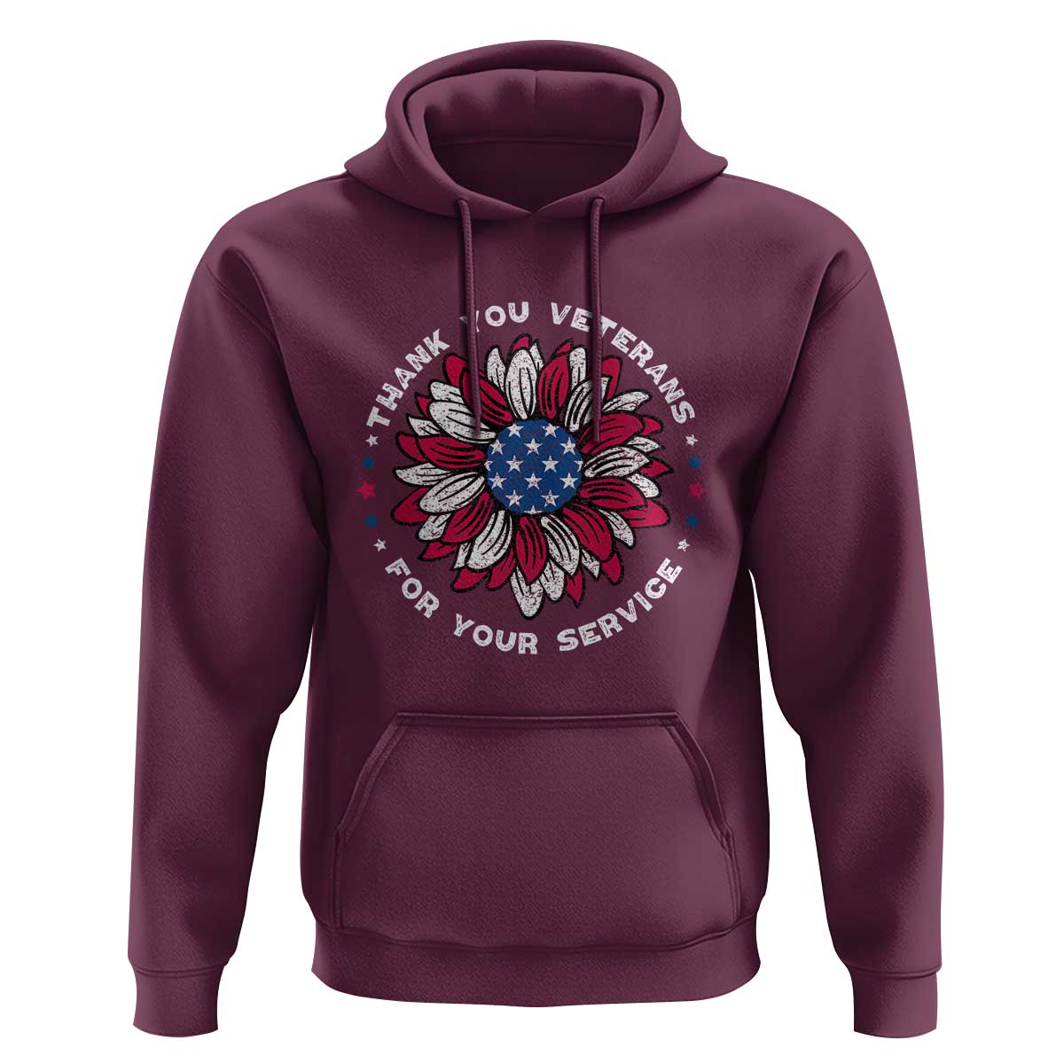 Thank You Veterans Hoodie American Flag Sunflower Military Tribute