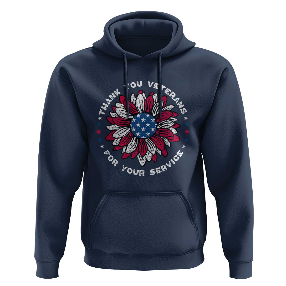 Thank You Veterans Hoodie American Flag Sunflower Military Tribute