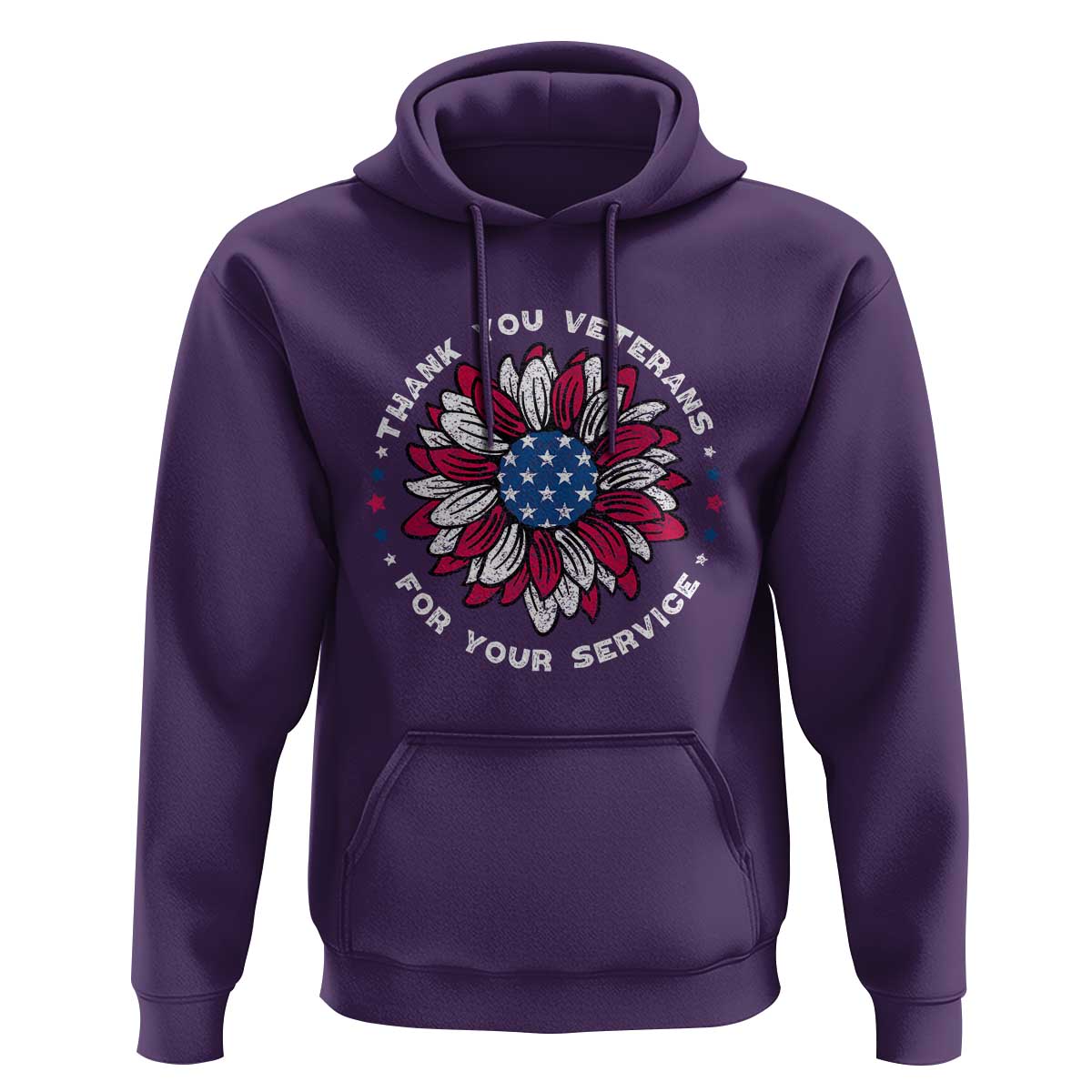 Thank You Veterans Hoodie American Flag Sunflower Military Tribute