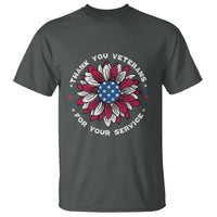 Thank You Veterans T Shirt American Flag Sunflower Military Tribute - Wonder Print Shop