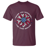 Thank You Veterans T Shirt American Flag Sunflower Military Tribute - Wonder Print Shop