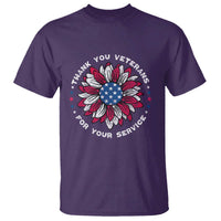 Thank You Veterans T Shirt American Flag Sunflower Military Tribute - Wonder Print Shop