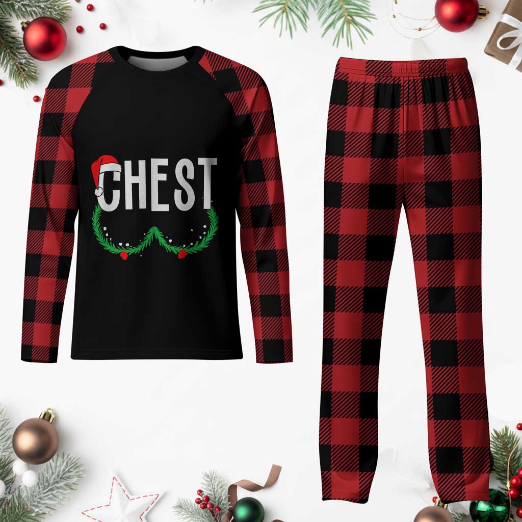 Christmas Matching Couple Plaid Pajama Set Chestnuts Funny Xmas Chest - Wonder Print Shop