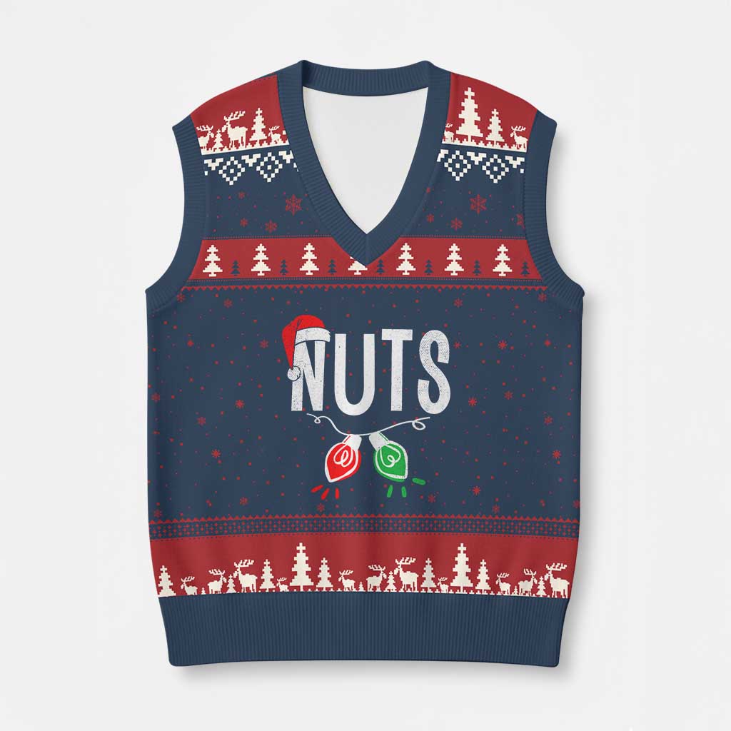 Xmas Matching Couple V-Neck Knit Sweater Vest Chestnuts Xmas Funny Nuts - Wonder Print Shop