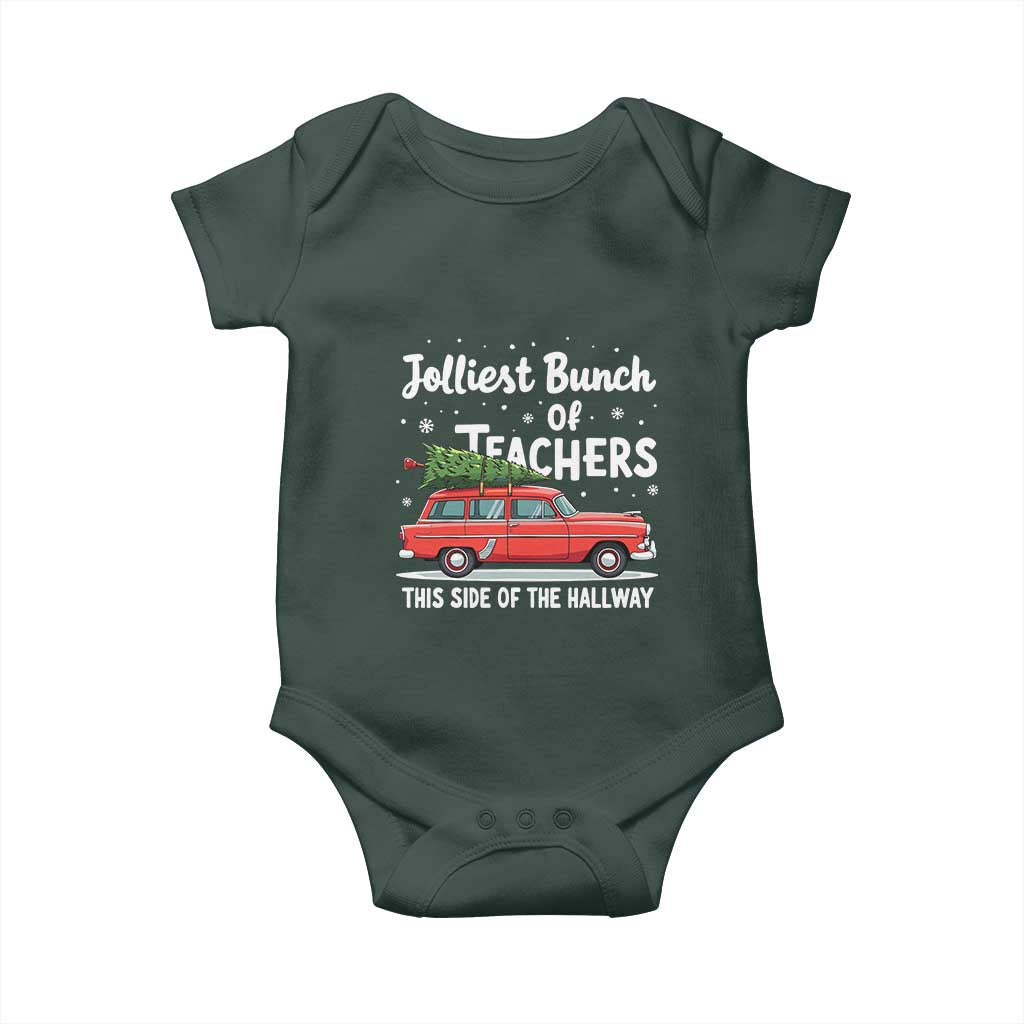 Funny Christmas Teacher Baby Onesie Jolliest Bunch Of Teachers This Side Of The Hallway Xmas PJ Gift
