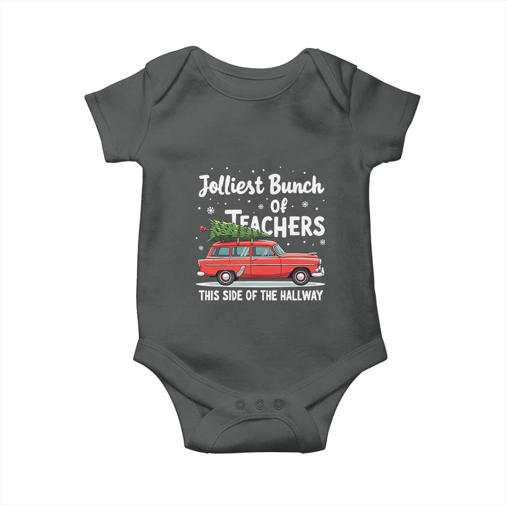 Funny Christmas Teacher Baby Onesie Jolliest Bunch Of Teachers This Side Of The Hallway Xmas PJ Gift
