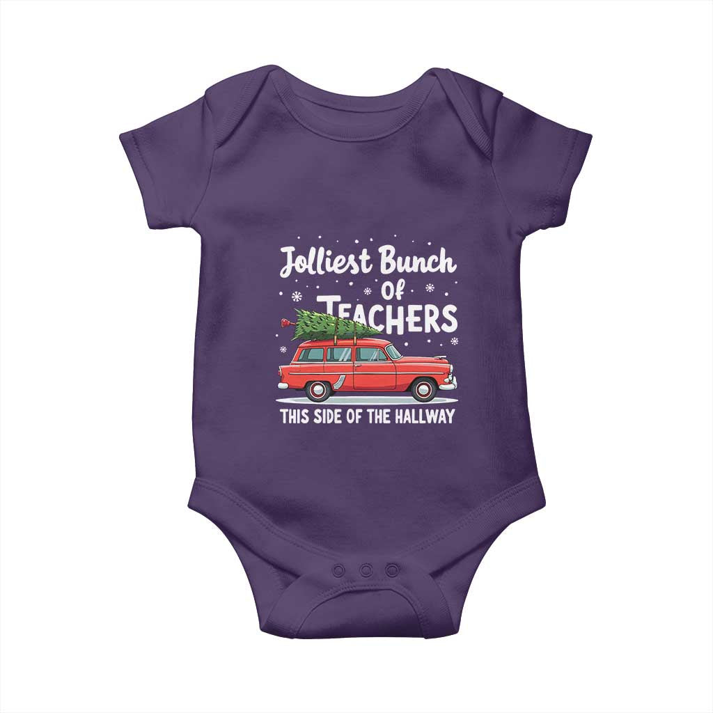 Funny Christmas Teacher Baby Onesie Jolliest Bunch Of Teachers This Side Of The Hallway Xmas PJ Gift