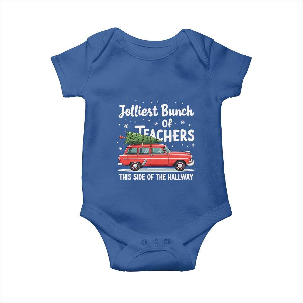 Funny Christmas Teacher Baby Onesie Jolliest Bunch Of Teachers This Side Of The Hallway Xmas PJ Gift