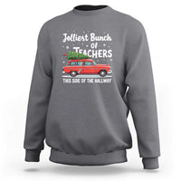 Funny Christmas Teacher Sweatshirt Jolliest Bunch Of Teachers This Side Of The Hallway Xmas PJ Gift - Wonder Print Shop