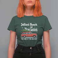 Funny Christmas Teacher T Shirt For Women Jolliest Bunch Of Teachers This Side Of The Hallway Xmas PJ Gift - Wonder Print Shop