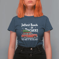Funny Christmas Teacher T Shirt For Women Jolliest Bunch Of Teachers This Side Of The Hallway Xmas PJ Gift - Wonder Print Shop