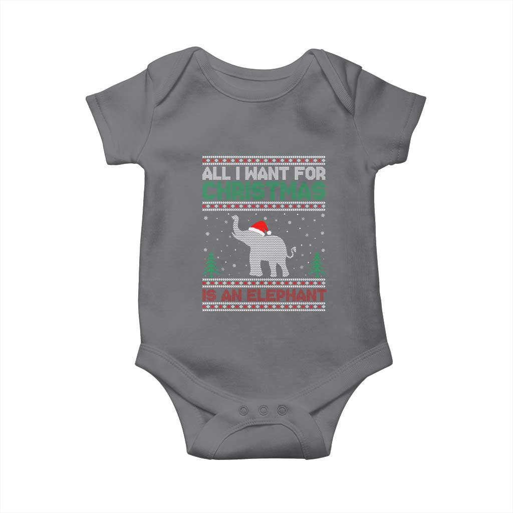 Christmas Elephant Baby Onesie All I Want for Xmas Is An Elephant Ugly Sweater