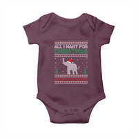 Christmas Elephant Baby Onesie All I Want for Xmas Is An Elephant Ugly Sweater