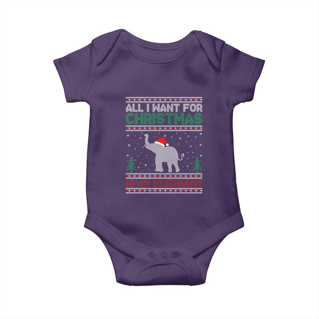 Christmas Elephant Baby Onesie All I Want for Xmas Is An Elephant Ugly Sweater