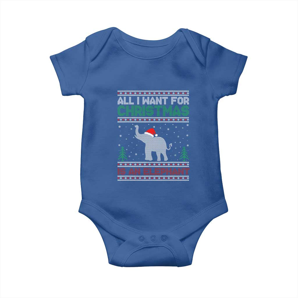 Christmas Elephant Baby Onesie All I Want for Xmas Is An Elephant Ugly Sweater