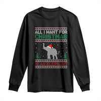 Christmas Elephant Long Sleeve Shirt All I Want for Xmas Is An Elephant Ugly Sweater