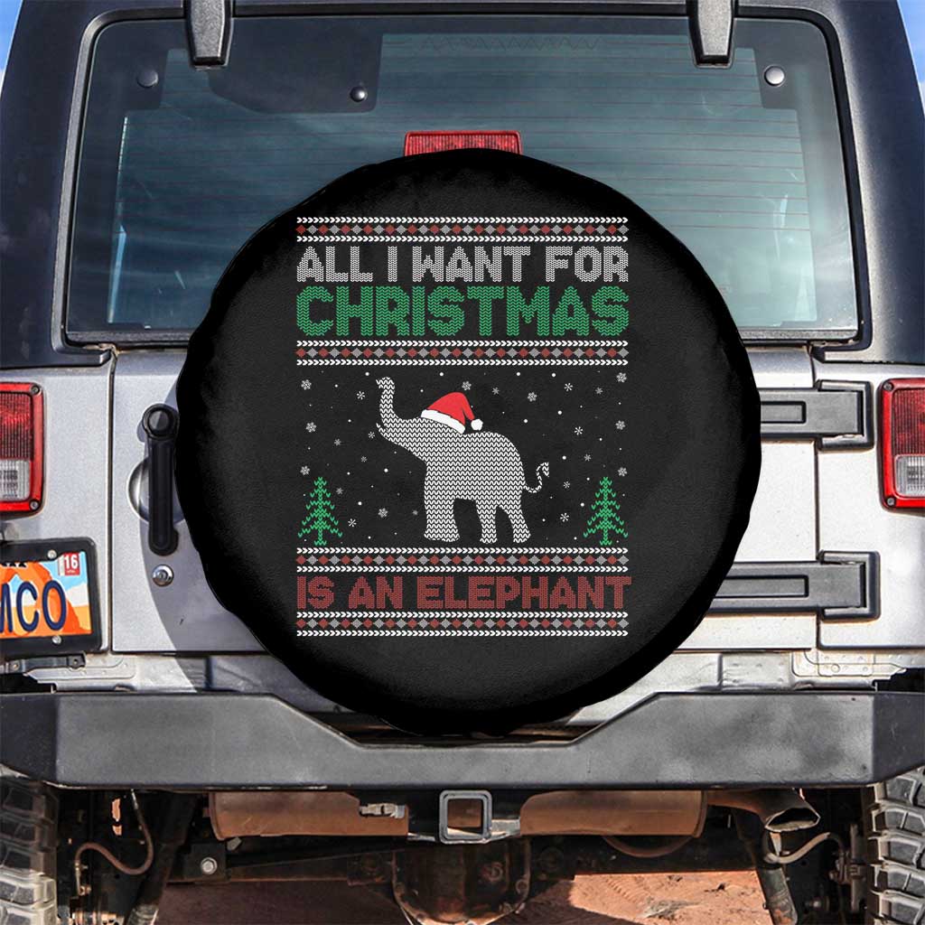 Xmas Elephant Spare Tire Cover All I Want for Xmas Is An Elephant Ugly Sweater