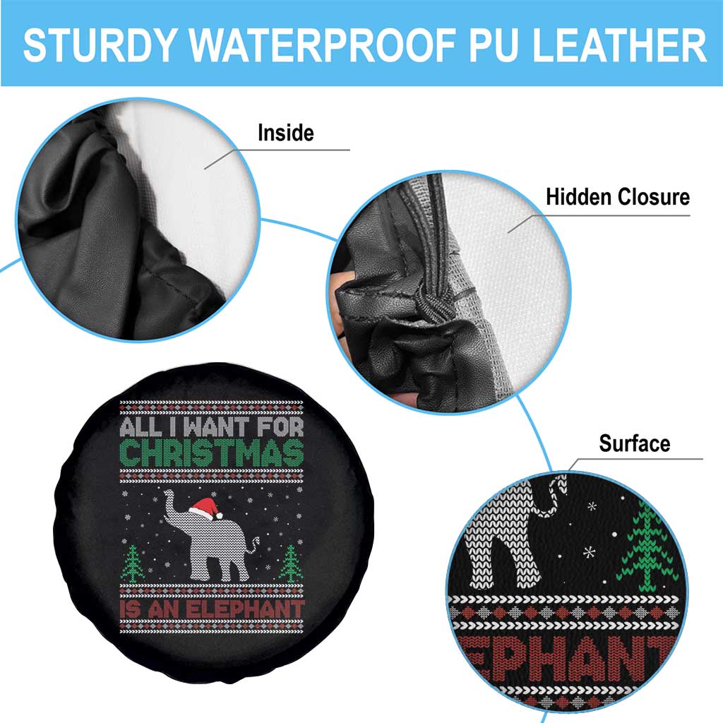 Xmas Elephant Spare Tire Cover All I Want for Xmas Is An Elephant Ugly Sweater