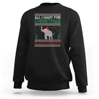 Christmas Elephant Sweatshirt All I Want for Xmas Is An Elephant Ugly Sweater - Wonder Print Shop
