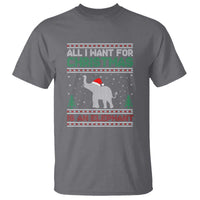 Christmas Elephant T Shirt All I Want for Xmas Is An Elephant Ugly Sweater - Wonder Print Shop
