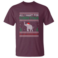 Christmas Elephant T Shirt All I Want for Xmas Is An Elephant Ugly Sweater - Wonder Print Shop
