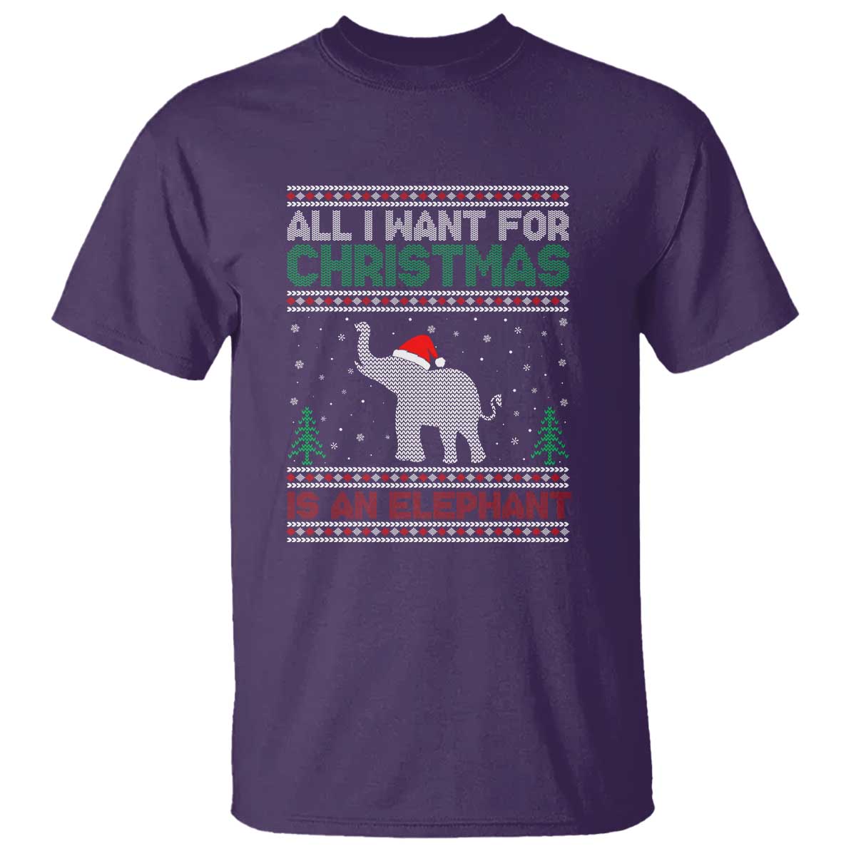 Christmas Elephant T Shirt All I Want for Xmas Is An Elephant Ugly Sweater - Wonder Print Shop