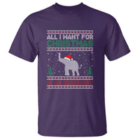 Christmas Elephant T Shirt All I Want for Xmas Is An Elephant Ugly Sweater - Wonder Print Shop