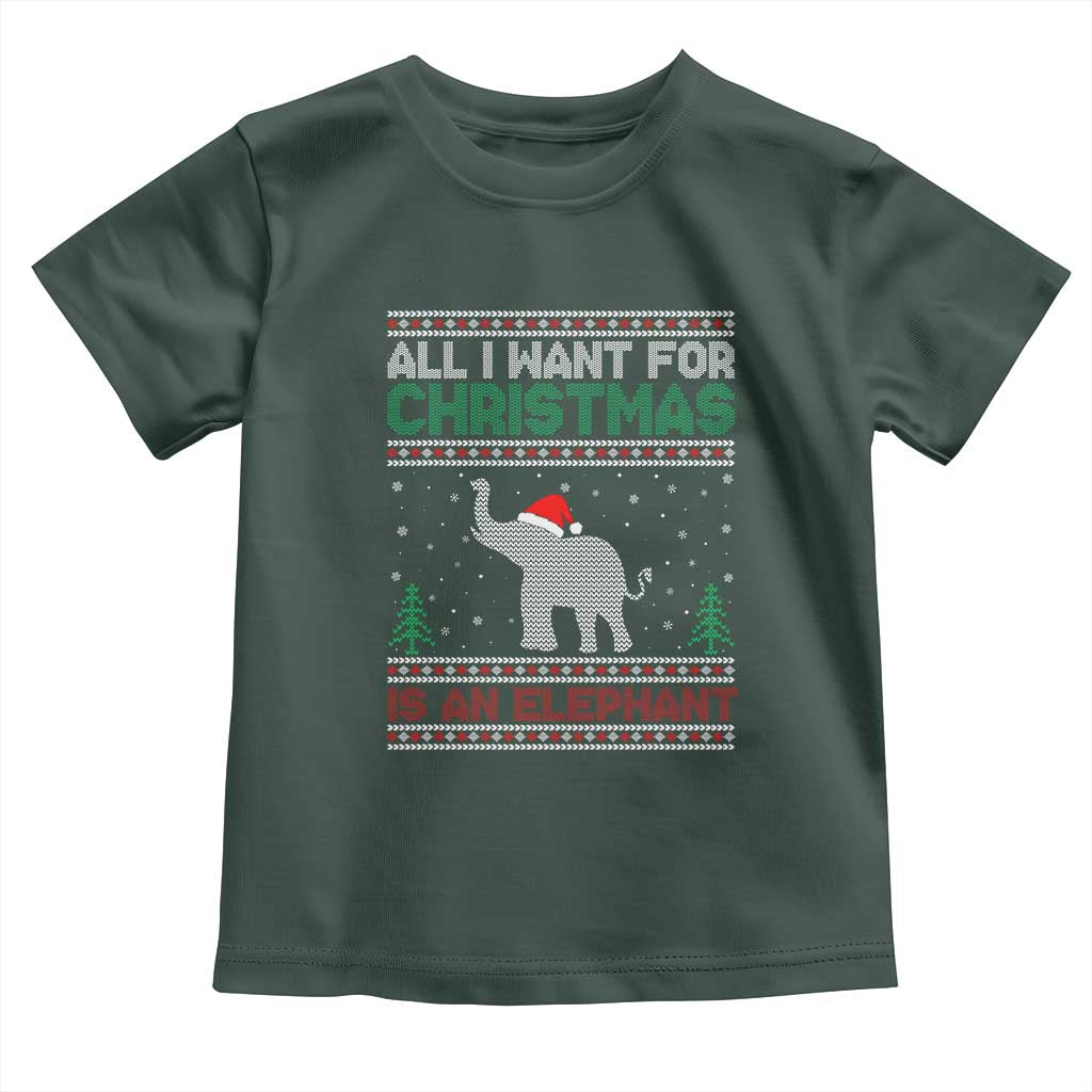 Christmas Elephant Toddler T Shirt All I Want for Xmas Is An Elephant Ugly Sweater