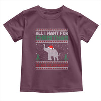 Christmas Elephant Toddler T Shirt All I Want for Xmas Is An Elephant Ugly Sweater