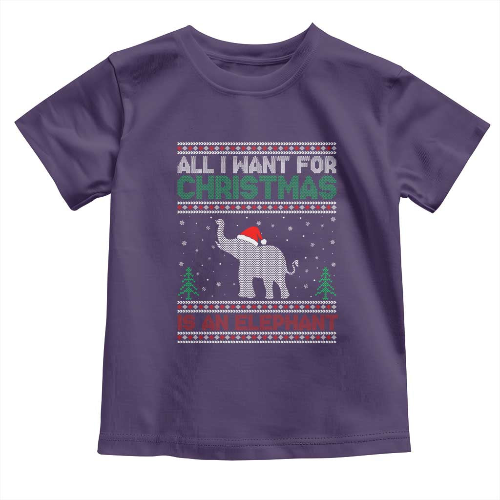 Christmas Elephant Toddler T Shirt All I Want for Xmas Is An Elephant Ugly Sweater