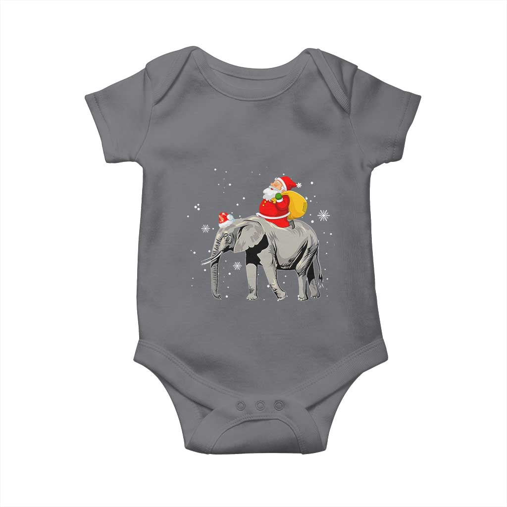 Christmas Santa Riding Elephant Baby Onesie Xmas Tree Light Funny Festive