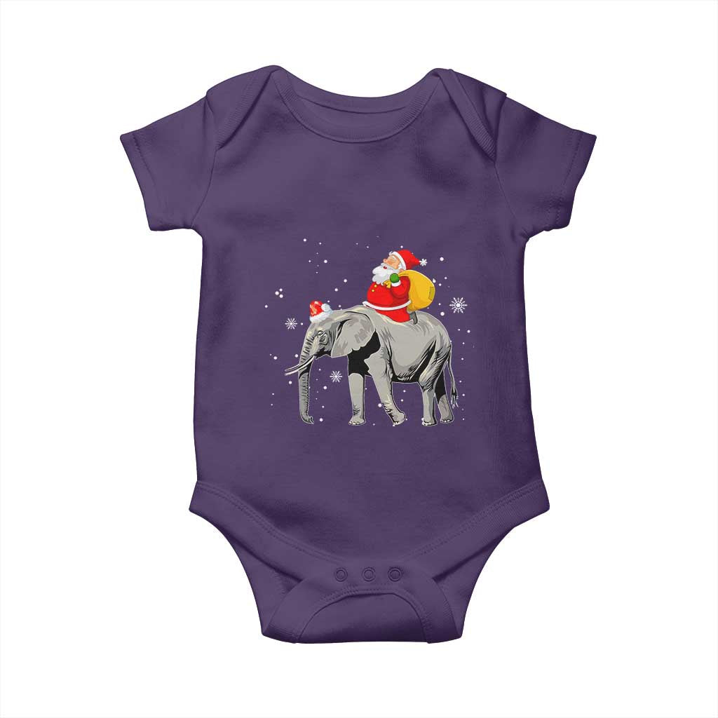 Christmas Santa Riding Elephant Baby Onesie Xmas Tree Light Funny Festive