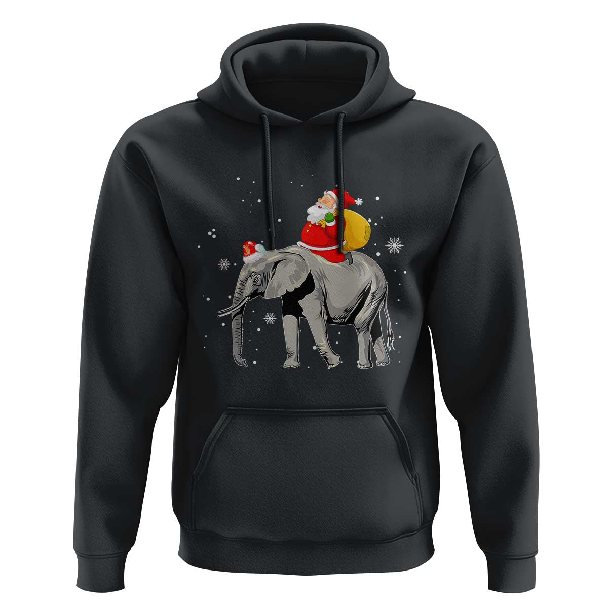 Christmas Santa Riding Elephant Hoodie Xmas Tree Light Funny Festive