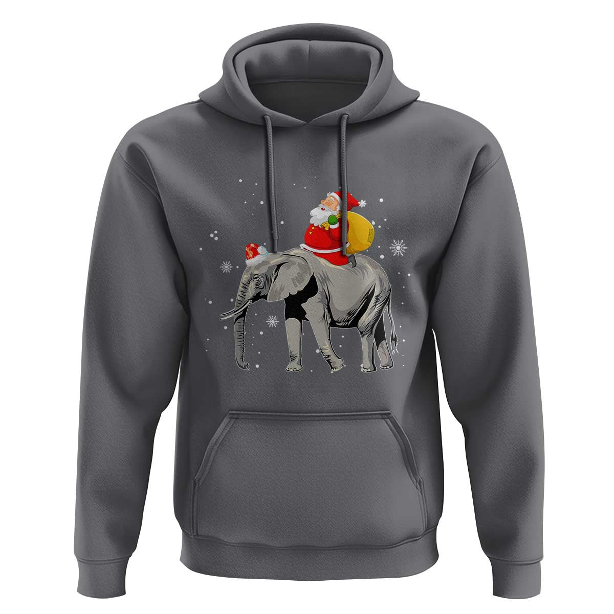 Christmas Santa Riding Elephant Hoodie Xmas Tree Light Funny Festive