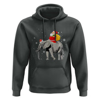 Christmas Santa Riding Elephant Hoodie Xmas Tree Light Funny Festive