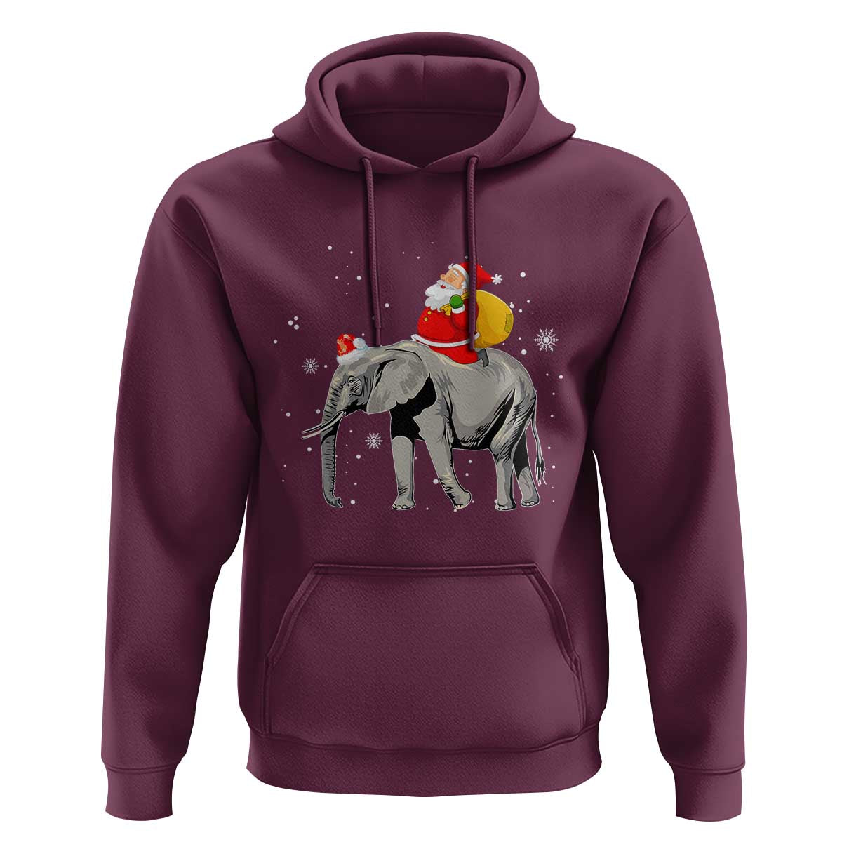 Christmas Santa Riding Elephant Hoodie Xmas Tree Light Funny Festive