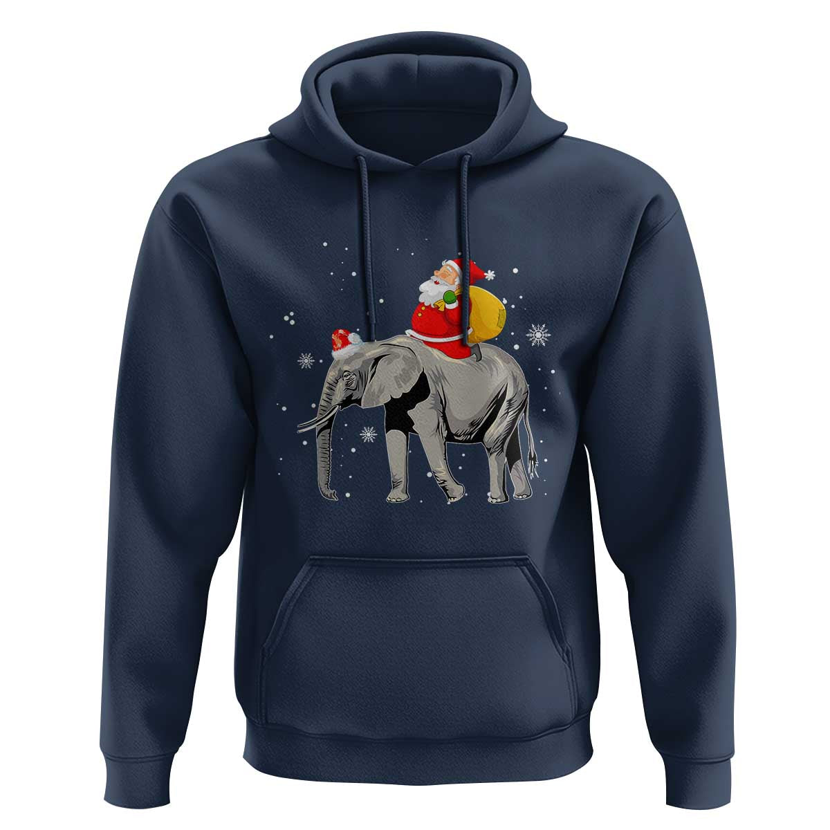 Christmas Santa Riding Elephant Hoodie Xmas Tree Light Funny Festive