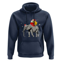 Christmas Santa Riding Elephant Hoodie Xmas Tree Light Funny Festive