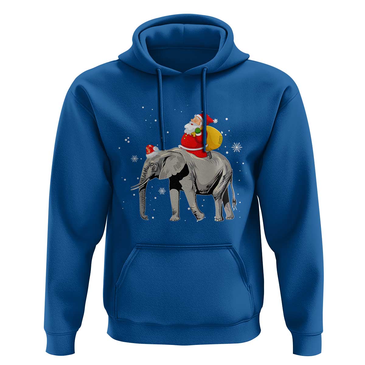 Christmas Santa Riding Elephant Hoodie Xmas Tree Light Funny Festive