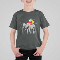Christmas Santa Riding Elephant T Shirt For Kid Xmas Tree Light Funny Festive - Wonder Print Shop