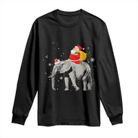 Christmas Santa Riding Elephant Long Sleeve Shirt Xmas Tree Light Funny Festive