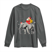 Christmas Santa Riding Elephant Long Sleeve Shirt Xmas Tree Light Funny Festive