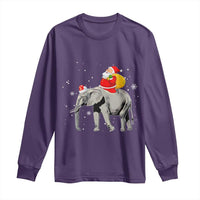 Christmas Santa Riding Elephant Long Sleeve Shirt Xmas Tree Light Funny Festive