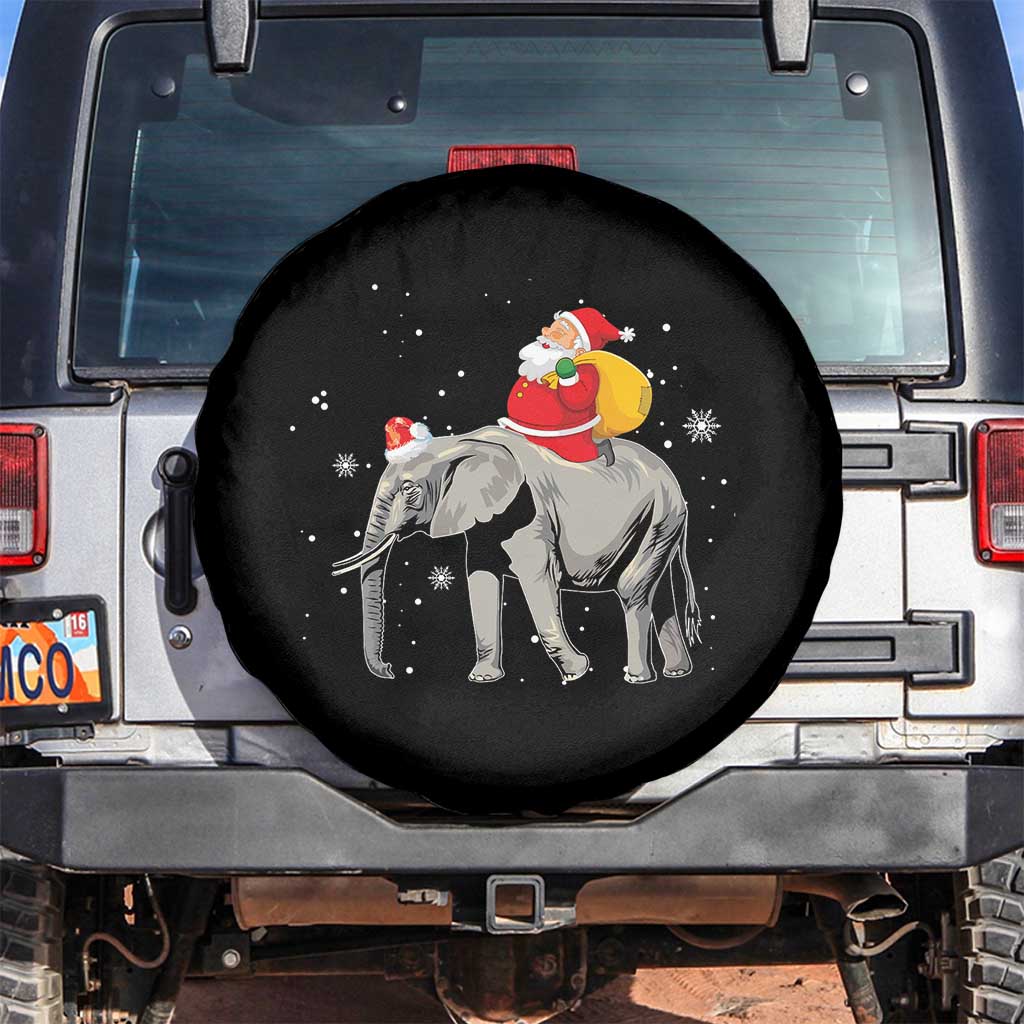 Christmas Santa Riding Elephant Spare Tire Cover Xmas Tree Light Funny Festive