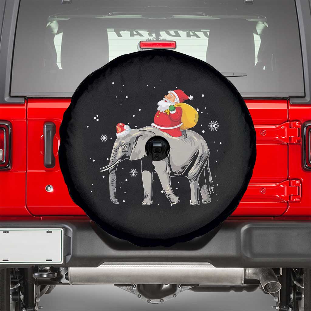Christmas Santa Riding Elephant Spare Tire Cover Xmas Tree Light Funny Festive