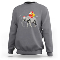 Christmas Santa Riding Elephant Sweatshirt Xmas Tree Light Funny Festive - Wonder Print Shop