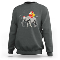 Christmas Santa Riding Elephant Sweatshirt Xmas Tree Light Funny Festive - Wonder Print Shop