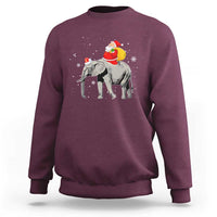 Christmas Santa Riding Elephant Sweatshirt Xmas Tree Light Funny Festive - Wonder Print Shop