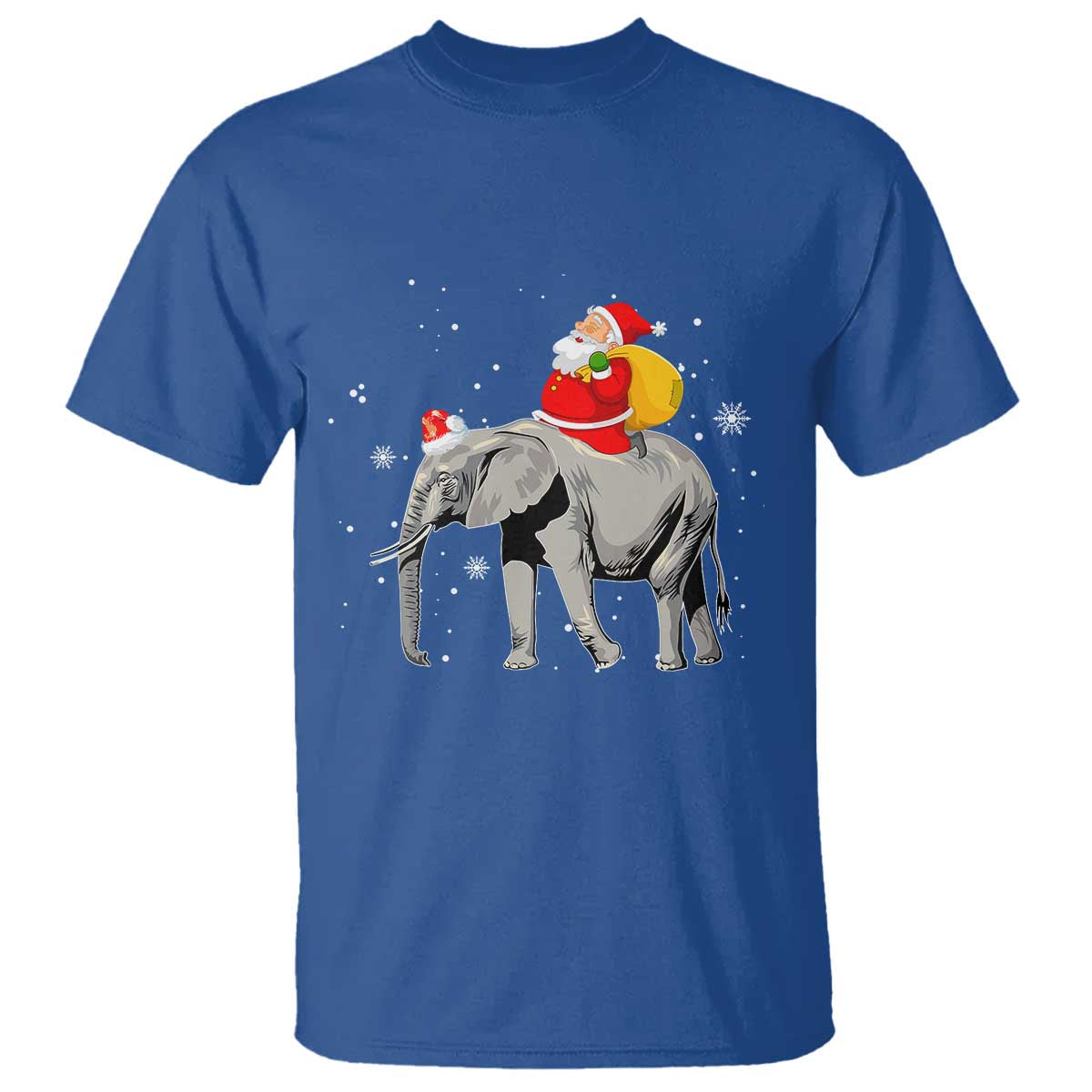 Christmas Santa Riding Elephant T Shirt Xmas Tree Light Funny Festive - Wonder Print Shop